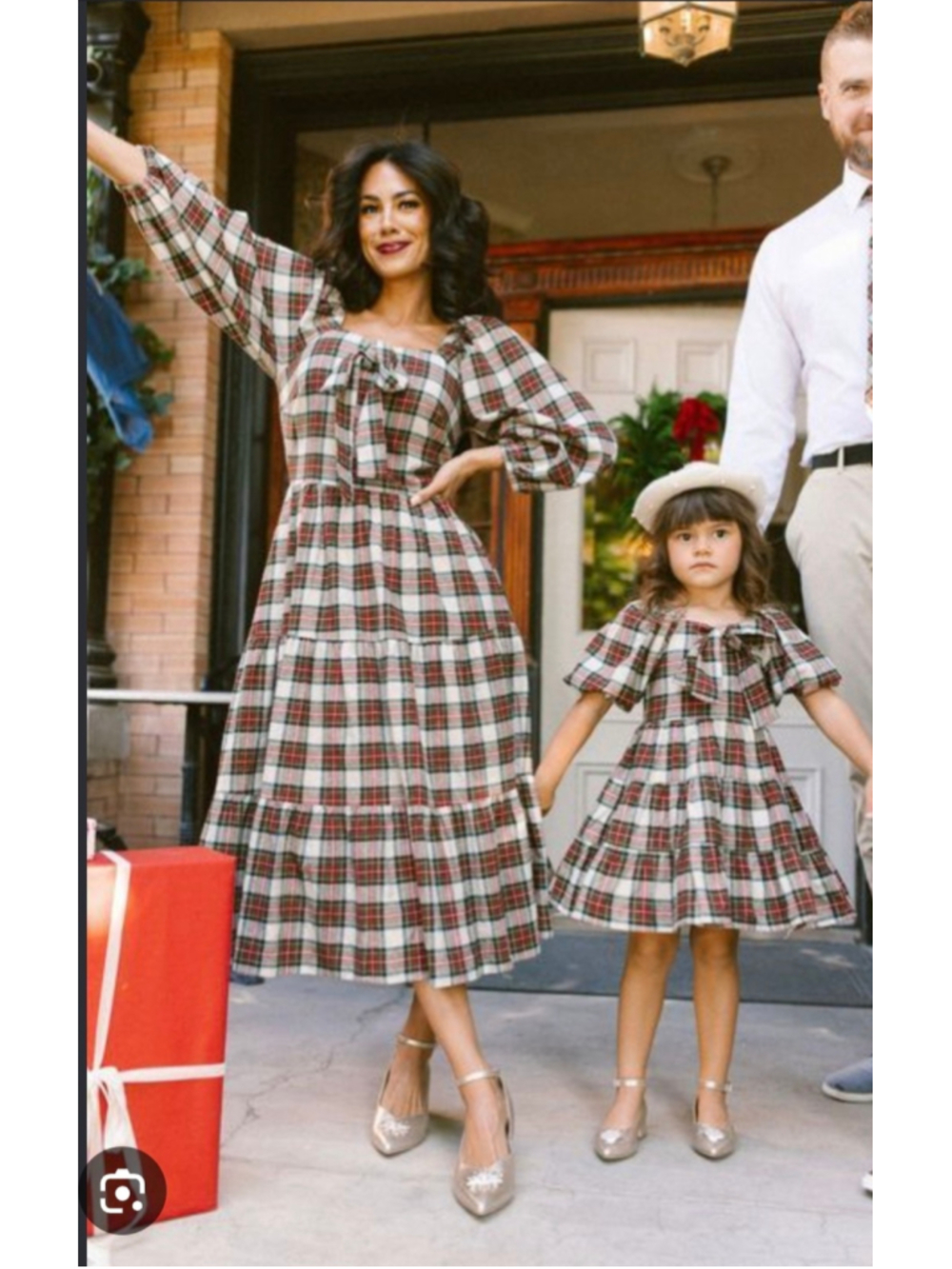 Women's Ivy City Co Plaid Midi Dress, Size S, Beige and Red